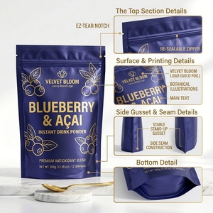 Bolsa de Mylar Personalizada <span class=keywords><strong>con</strong></span> Cierre Reutilizable para Café, Impresa en Grabado Premium, para Empacar 50g, 100g, 250g de Matcha en Polvo - Product Image 2
