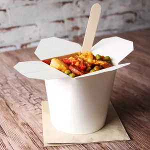 Caixa de embalagem descartável para comida chinesa, caixa de papel para arroz e macarrão, logotipo personalizado, para viagem, para restaurante