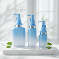 Flacon pompe carré en PET, effet ombré brillant bleu, pour lotion corporelle, avec logo personnalisé, contenances 80ml, 100ml, 140ml, 200ml, 300ml – Offre Spéciale