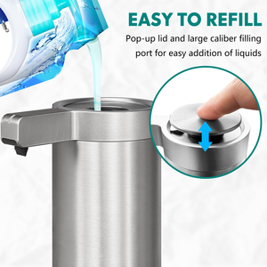 Dispensador Automático de Jabón de Acero Inoxidable con Sensor Táctil Eléctrico y Carga USB para Uso en Hoteles, Resistente al Agua, Capacidad de 270 ml - Product Image 4