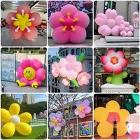 Décorations géantes en PVC gonflables à LED en forme de fleurs, 8-10 pieds, avec souffleur, couleur personnalisable, imperméables, promotionnelles, durables, pour mariage, fête, événement