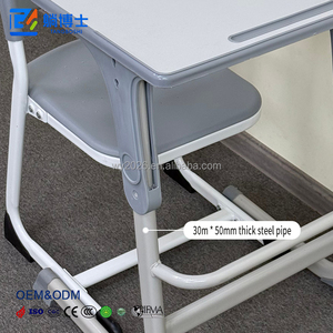 Meilleures ventes - Bureau d'écolier en forme de C pour l'école primaire et secondaire, avec chaise, en bois, avec porte-stylo - Product Image 3