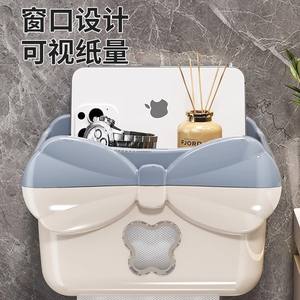 Boîte à mouchoirs murale élégante avec design nœud, sans perçage, support de papier toilette multifonctionnel pour salle de bain, étanche - Product Image 3