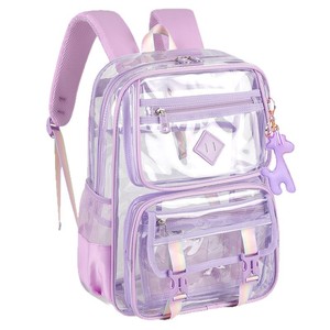 Transparent PVC Student <b>Backpack</b> Waterproof School Bag Large Capacity Zipper Softback with Side Pockets for Kids Wholesale & Cus - Product Image 1