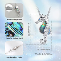 Collier pendentif Merryshine en argent sterling 925 avec nacre et abalone, motif animal marin hippocampe