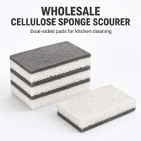 Éponge à récurer en cellulose double face pour la vaisselle et le nettoyage de cuisine, vente en gros
