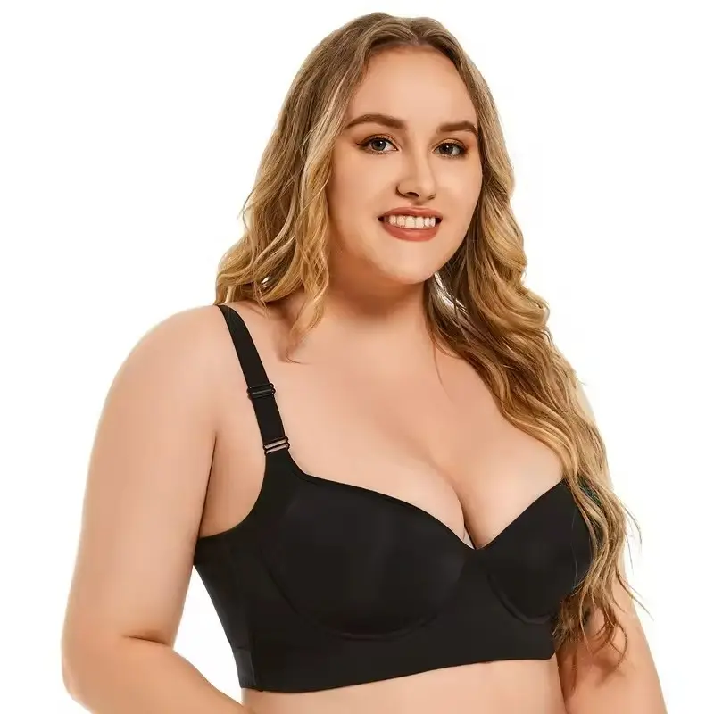 Big Size Full Back Coverage Shaping Bra Smooth Underwire Deep Cup Bra Hides Back Fat Push-Up Large Fat Woman Plus Bras