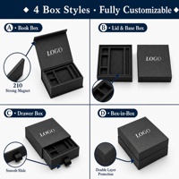 Boîtes cadeaux personnalisées en carton rigide noir avec pelliculage mat et revêtement UV pour accessoires de téléphonie mobile