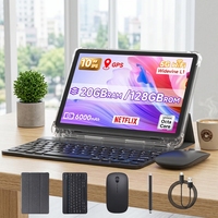 Tablette PC Android 10 pouces, 16 Go de mémoire, écran 1280*800, tablettes 2 en 1 avec clavier, étui, souris et stylet