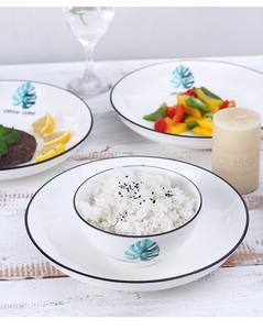 Ensemble d'assiettes à dîner en céramique de porcelaine fine blanche 16 pièces hôtel et fête de mariage vaisselle élégante ustensiles de salle à manger pour mariage et événement - Product Image 6