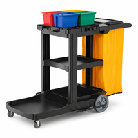 Chariot de nettoyage professionnel avec seaux de collecte de 6 L, plateau de séparation et sac poubelle à couvercle pour l'entretien hôtelier