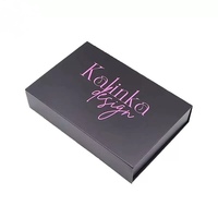 Boîte cadeau rigide à fermeture magnétique noire, logo personnalisé, emballage de luxe pour accessoires de beauté