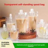 Pochette transparente jetable avec bec verseur pour emballage de boissons, jus, yaourt, sachet refermable