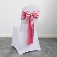 Housse de chaise de banquet de mariage de style nordique unie, foulards en soie pour dossier de chaise, rubans en satin pour la décoration