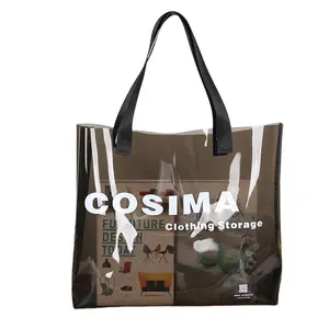 New Cheap Clear Pvc Packaging Travel Shopping Cosmetic beach Bag Customized Logo Large pvc Transparent Tote Gifts Bag