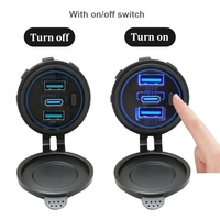 Chargeur mobile 3 ports personnalisé 2 Type C Pd et 1 Usb Qc 12V 24V Usb Chargeur Prise de courant pour bus Coach Scooter électrique