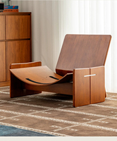 Fauteuil simple vintage en bois massif rayé, confortable, pour salon et chambre, avec dossier inclinable, idéal pour la détente - Vente en gros usine