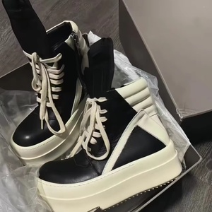 Chaussures de créateur personnalisées, baskets montantes noires tendance à lacets, décontractées et épaisses, de marque de luxe, pour hommes et femmes, idéales pour la course à pied - Product Image 3