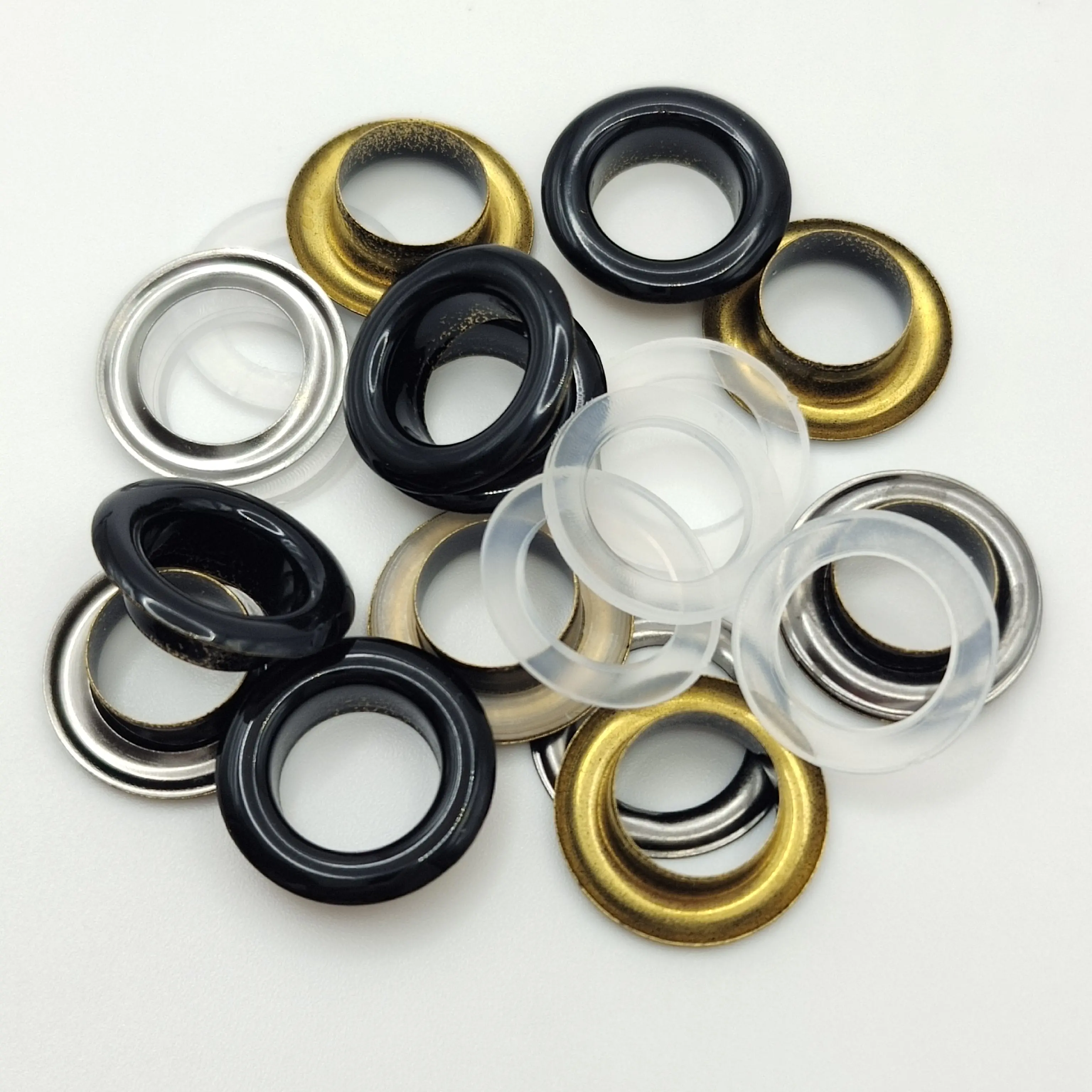 Inside 10mm black gloss painted brass grommets brass metal eyelets for garment/shoes/curtains