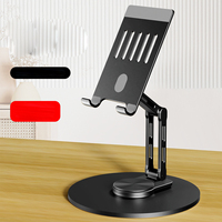 Support de tablette de bureau en aluminium pivotant à 360° avec logo personnalisé, support de téléphone portable en métal réglable en hauteur pour iPad de bureau