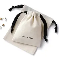 Mussola Calico Canvas Dust String Pouch piccola borsa con coulisse in cotone organico con Logo stampato personalizzato