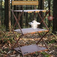 Table de rangement pliable portable en acier au carbone tactique pour camping en plein air, plage, étagère à fruits, meuble imperméable et antirouille