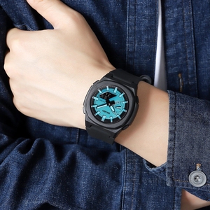 Skmei 2091 <span class=keywords><strong>Orologio</strong></span> da Polso Classico da <span class=keywords><strong>Uomo</strong></span> con Cinturino in Silicone, Doppio Fuso Orario, LED <span class=keywords><strong>Analogico</strong></span>, Impermeabile, <span class=keywords><strong>Digitale</strong></span>, Sportivo con Lancette Luminose - Product Image 3