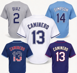 Camiseta de Béisbol de los Tampa Bay Rays # 13 Caminero # 2 Diaz # 14 Camisetas Deportivas Cosidas para Hombre Simpson - Product Image 1