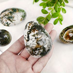 Œuf en agate mousse naturelle polie, pierre de guérison pour la décoration Feng Shui de la maison et du bureau (vente en gros) - Product Image 6