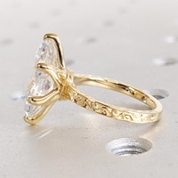 Anillo de Compromiso de Diamante Cultivado en Laboratorio CVD/HPHT con Certificado IGI, Corte Marquesa de 0.5-3CT, Estilo Vintage con Filigrana, Oro Sólido de 18K Personalizado