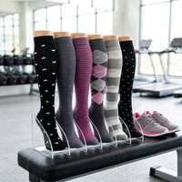 Chaussettes de compression pour hommes et femmes |   Poignée antidérapante tricotée à motif uni, épaisseur standard |   Yoga, course à pied, fitness, diplômé