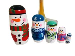 YD TOYS Poupée Matryoshka russe en bois, bonhomme de neige de Noël à cinq couches, directement du fabricant, <span class=keywords><strong>personnalisable</strong></span> - Product Image 5