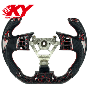 Volante deportivo personalizado estilo F1 en fibra de carbono forjada roja y cuero, adecuado para Nissan 350z 370z GTR R35 - Product Image 1