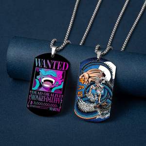 Charmes en métal cool <span class=keywords><strong>Zoro</strong></span> Dog Tag Luffy pour hommes, collier <span class=keywords><strong>One</strong></span> Pieces <span class=keywords><strong>Wanted</strong></span> - Product Image 4