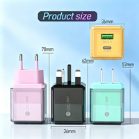 Chargeur mural double port 30W Macaron pour téléphone, charge rapide QC3.0 PD, adaptateur multi-prises coloré, vente en gros, stock en vrac