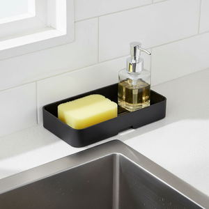 Rectangular Black Plastic Soap Dish With Self Drain Design For <b>Bathroom</b> Minimalist Style Smooth Surface - Product Image 5