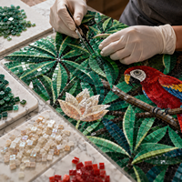 Art mural en mosaïque européenne sur mesure de luxe, correspondance des couleurs de haute précision, peinture murale artisanale, chambre à coucher, hall d'hôtel, projets haut de gamme