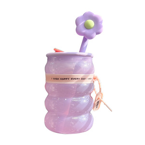 STARLII 2024 Nuevo Diseño de Color Mica, Vaso de Vidrio de Borosilicato de 500 ml con Pajita y Tapa - Product Image 1
