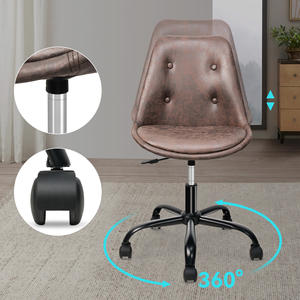 Chaise de bureau moderne en cuir PU, siège large, design ergonomique, pivotant à 360 degrés, hauteur réglable, confortable pour le bureau à domicile - Product Image 3
