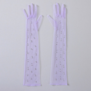 HZS-25014 longue perle perlée <span class=keywords><strong>gants</strong></span> de <span class=keywords><strong>mariage</strong></span> mitaines gant de mariée en tulle transparent - Product Image 1