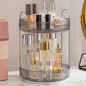 Étagère rotative de rangement cosmétique Jiasheng à 3 niveaux, organiseur de maquillage en plastique transparent pour produits de soin de la peau dans la salle de bain - Product Image 1
