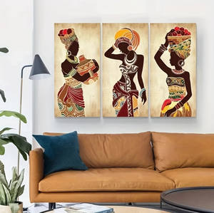 Quadro su tela moderno e vivace con stampa artistica di cultura etnica africana dorata, poster artistico, quadro decorativo da parete - Product Image 3