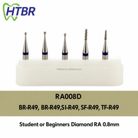 Kit de fraises diamantées pour étudiants en laboratoire dentaire débutants, tiges FG RA 0,8-0,9 mm, haute vitesse lente, 5 pièces/kit
