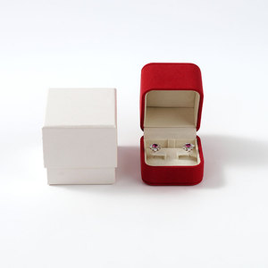 FANXI Custom Logo Pierced <b>Earrings</b> Jewellery <b>Box</b> with Red Leather Velvet - Product Image 1