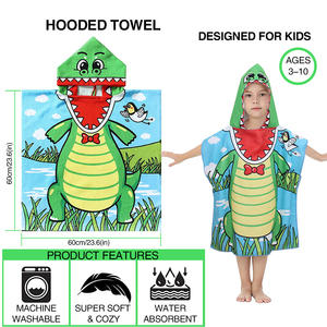 منشفة أطفال للشاطئ جاهزة للشحن، رداء تغيير ملابس بغطاء للرأس من الألياف الدقيقة للأطفال، مناسبة للصيف - Product Image 3