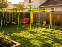 Ensemble de balançoires extérieures multi-stations en gros avec balançoires à panier et à sangle, structure en acier galvanisé pour parcs pour enfants