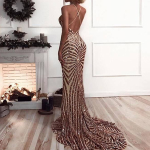 Nuovo Design Abito da Sera <span class=keywords><strong>Vintage</strong></span> Lungo fino al Pavimento con Scollo a V Profondo Senza Maniche Sexy con Schiena Scoperta - Product Image 6