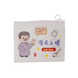 Bolsa de documentos con diseño de celebridades de dibujos animados, organizador de almacenamiento de papelería para estudiantes, transparente, con cremallera, A5, PVC - Product Image 4