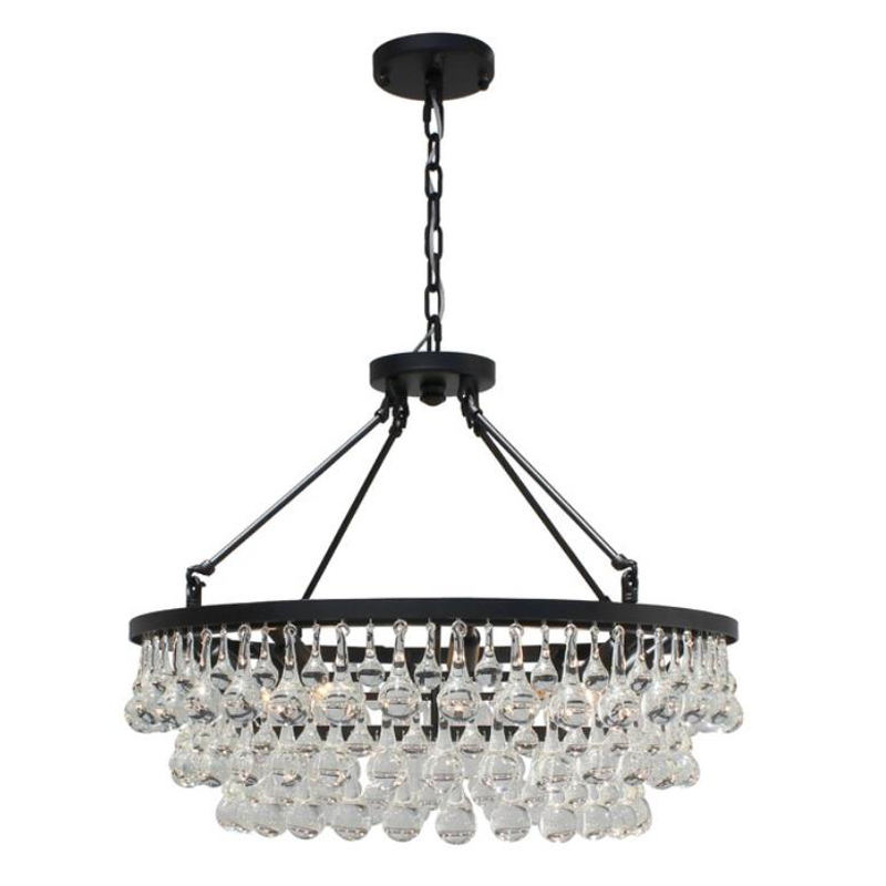 Modern Luxury Loft Decor Hanging Lamp Dual-purpose Classic Black Paint Transparent Water Drop K9 Crystal Chandelier