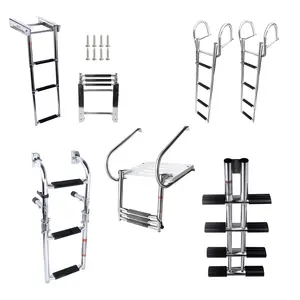 Marine hardware 316 Stainless steel Telescoping handrail yacht ladder 4 step marine boat ladders